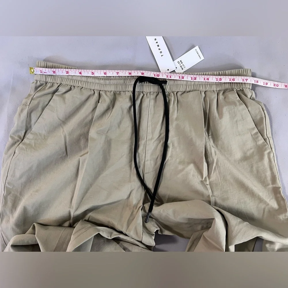 Topman Pants Mens 36X32 Elastic Waist Stretch Tapered Leg‎ NWT Beige